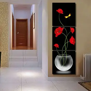 3 Panels Painting Wall Hanging Canvas Picture Paint Modern Living Room Decorative Red Flower Home Decor Vertical Painting T/9160
3 Panels Painting Wall Hanging Canvas Picture Paint Modern Living Room Decorative Red Flower Home Decor Vertical Painting T/9160