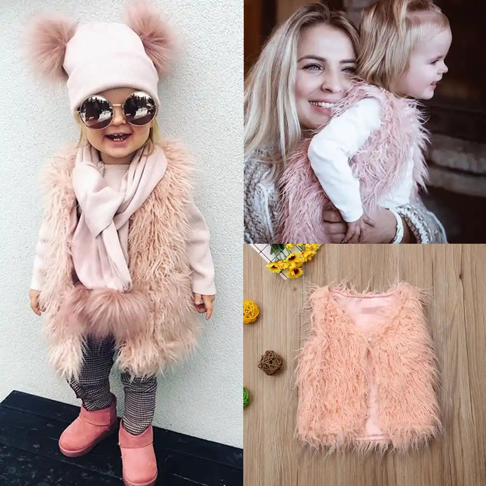 newborn baby girl clothes sleeveless faux fur tops vest warm