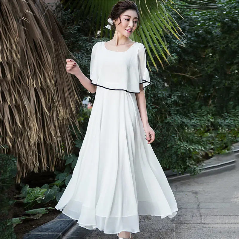 White Chiffon Boho Beach Dress Women 2019 Summer Solid Short Sleeve Big Swing Party Dresses Vestidos Fake two pieces
White Chiffon Boho Beach Dress Women 2019 Summer Solid Short Sleeve Big Swing Party Dresses Vestidos Fake two pieces