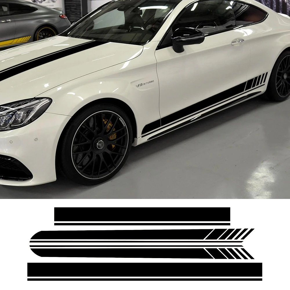 

Edition 1 Side Skirt Hood Roof Racing Stripe Decal Sticker for Mercedes Benz C63 Coupe W205 Carbon Fiber Vinyl AMG C200 C43 C250