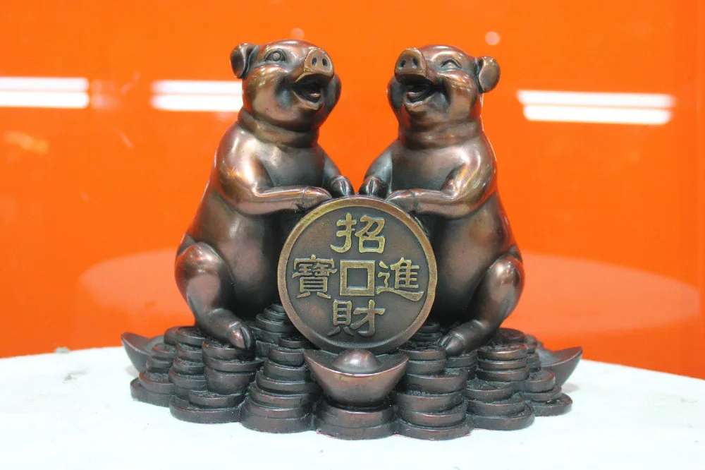 Chinese Folk Culture HandMade Pure Bronze statue FengShui Two Pig Sculpture FREE Shipping
Chinese Folk Culture HandMade Pure Bronze statue FengShui Two Pig Sculpture FREE Shipping