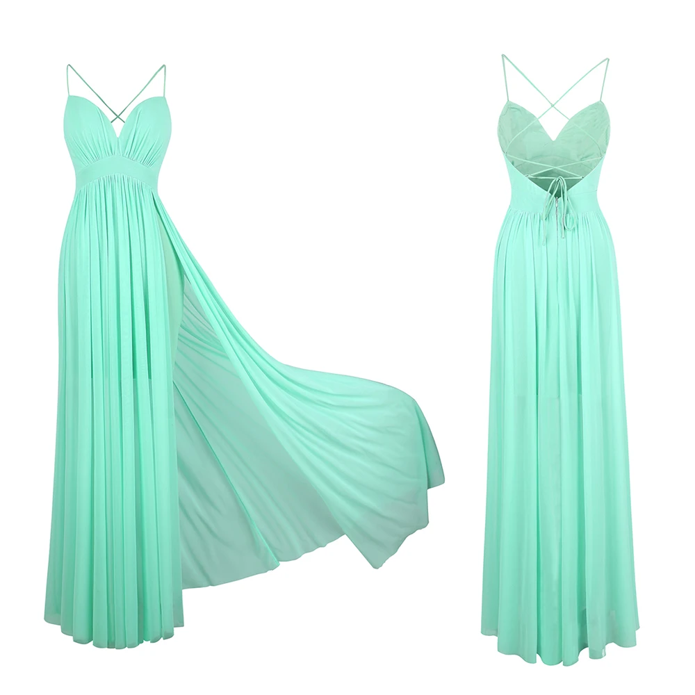 Angel-fashions Women's Bridesmaid Dresses Mint Green Tulle Pleated Slit Beach New Style Party Gown 406
Angel-fashions Women's Bridesmaid Dresses Mint Green Tulle Pleated Slit Beach New Style Party Gown 406