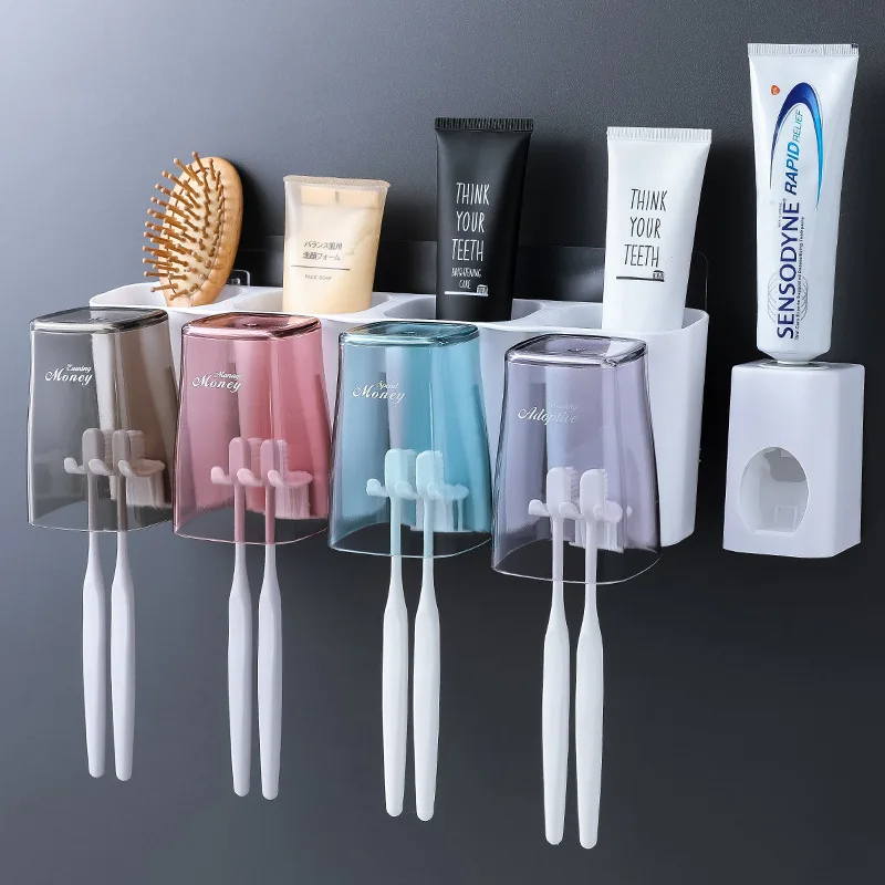 Home Colourful Cup Toothbrush Frame Toothwash and Gargle Frame Automatic Toothpaste Extruder Perforation-Free Wall-Hanging Recei
Home Colourful Cup Toothbrush Frame Toothwash and Gargle Frame Automatic Toothpaste Extruder Perforation-Free Wall-Hanging Recei