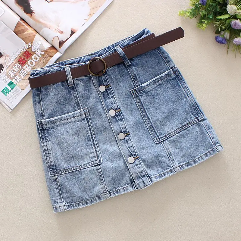 2019 Blue Jeans Skirts Womens Summer Big Pockets Tassels Straight Skirts Buttons Cotton Knee-Length Shorts Denim Skirts 3919
2019 Blue Jeans Skirts Womens Summer Big Pockets Tassels Straight Skirts Buttons Cotton Knee-Length Shorts Denim Skirts 3919