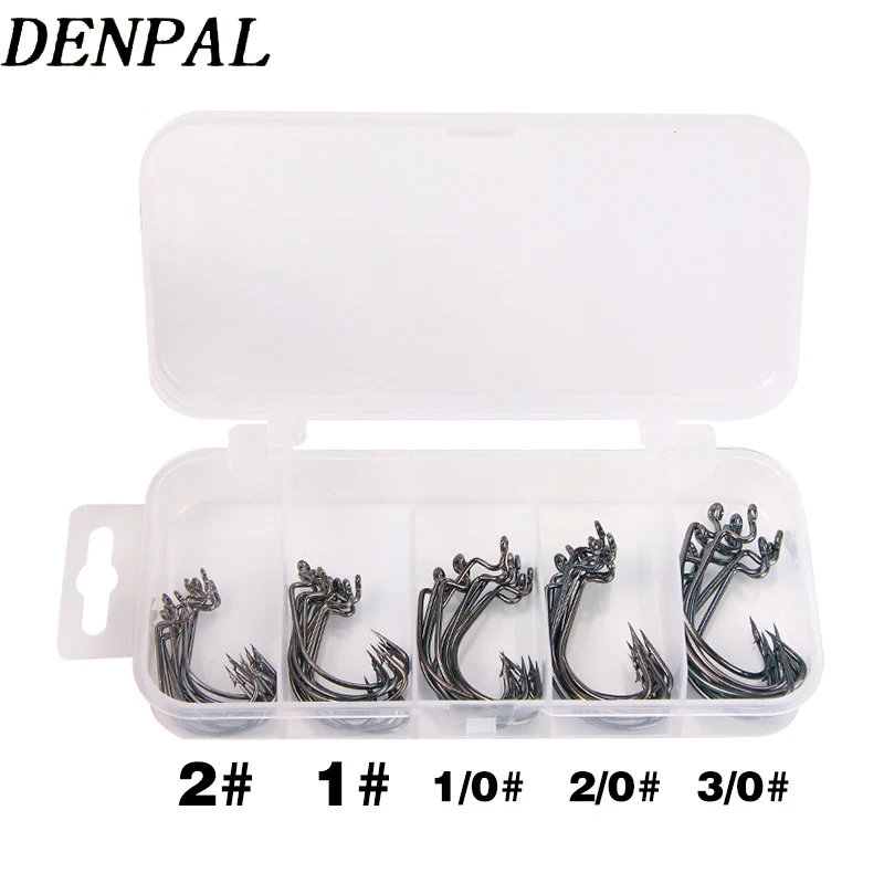 50pcs High Carbon Steel Crank Hooks Set 5 Size 1# 2# 1/0# 2/0# 3/0# Soft Bait Fish Hook Fishhook with Storage Box Fishing Tackle
50pcs High Carbon Steel Crank Hooks Set 5 Size 1# 2# 1/0# 2/0# 3/0# Soft Bait Fish Hook Fishhook with Storage Box Fishing Tackle