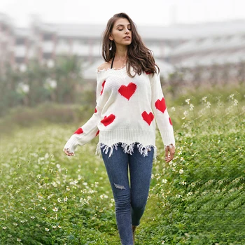 Womens Love Sweaters Heart shape Knit Tassel V-neck Long Sleeve European Woman Sweaters Female Pullovers Ladies Tops LS053
Womens Love Sweaters Heart shape Knit Tassel V-neck Long Sleeve European Woman Sweaters Female Pullovers Ladies Tops LS053