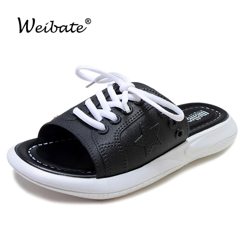 WEIBATE 2019 Summer Breathable Lace-up Slippers for Lady Sneakers Female Flat Sandals Beach Shoes Womens Casual Slides Footwear
WEIBATE 2019 Summer Breathable Lace-up Slippers for Lady Sneakers Female Flat Sandals Beach Shoes Womens Casual Slides Footwear