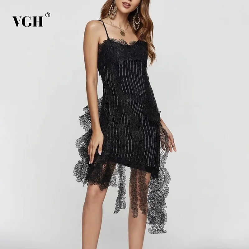 VGH Summer Korean Lace Patchwork Dress For Women Sleeveless Off Shoulder High Waist Asymmetrical Dresses Female Fashion New 2019
VGH Summer Korean Lace Patchwork Dress For Women Sleeveless Off Shoulder High Waist Asymmetrical Dresses Female Fashion New 2019