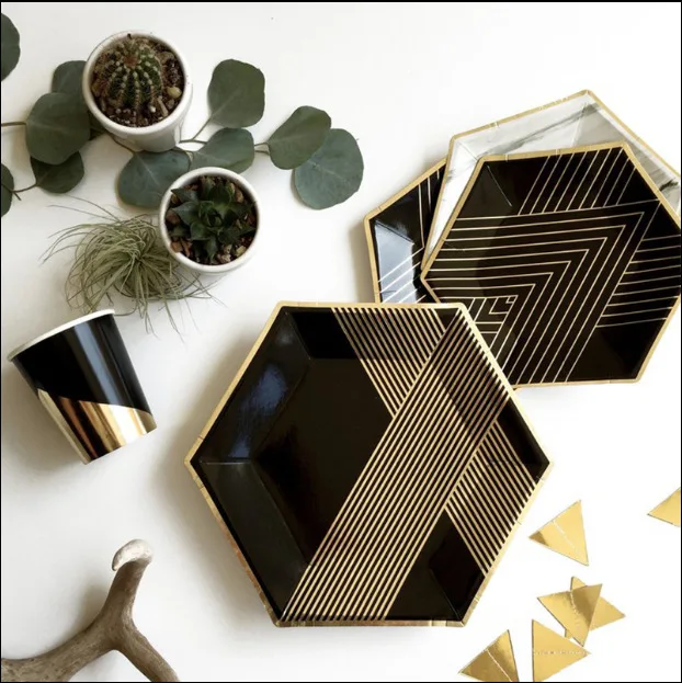 69pcs Party Supplies Black Gold Disposable Tableware Party Paper Plates Napkins Cups Straws Kids Birthday Party Wedding decorate
69pcs Party Supplies Black Gold Disposable Tableware Party Paper Plates Napkins Cups Straws Kids Birthday Party Wedding decorate