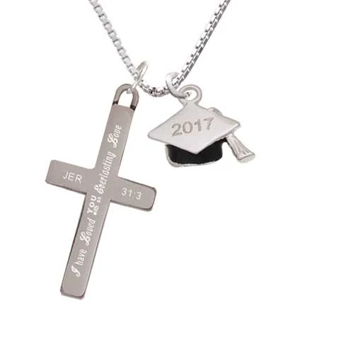 3-D Graduation Hat with 2017 - Everlasting Love - Cross Necklace (1)