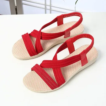 Summer Women Sandals Strappy Solid Color Elastic Strap Lady Beach Casual Shoes New
Summer Women Sandals Strappy Solid Color Elastic Strap Lady Beach Casual Shoes New