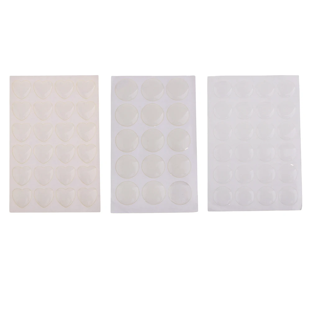 1 Sheet Clear Epoxy Stickers Round/Heart Shaped Craft Bottle Caps Stickers Hair Bow Pendants Stickers Self Adhesive Resin