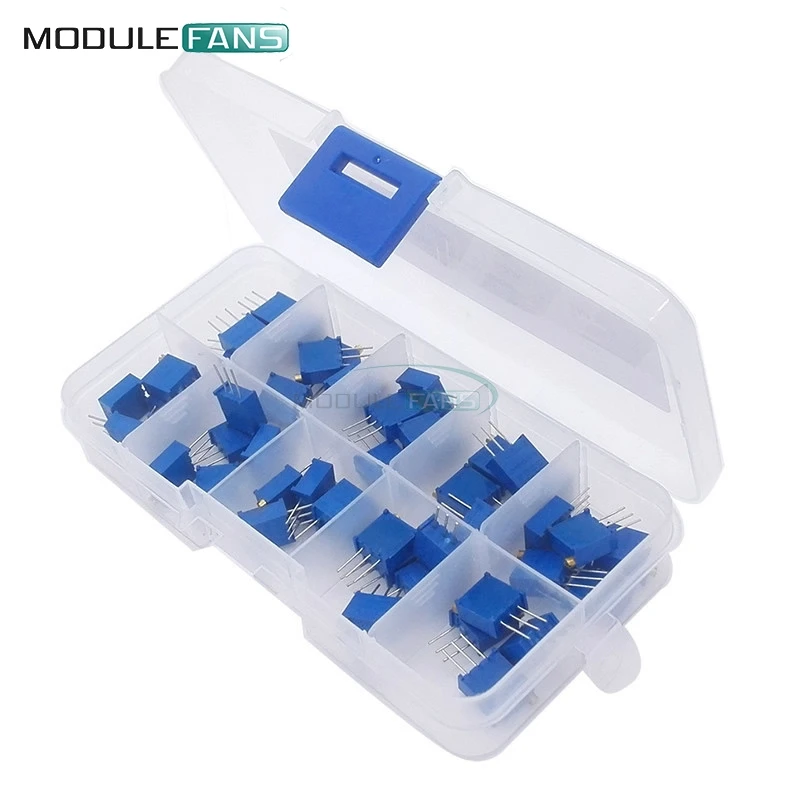 50Pcs/Lot 3296W Multiturn Trimmer Potentiometer Kit High Precision 3296 Variable Resistor 500R 1K 2K 5K 10K 20K 50K 100K 200K 1M
50Pcs/Lot 3296W Multiturn Trimmer Potentiometer Kit High Precision 3296 Variable Resistor 500R 1K 2K 5K 10K 20K 50K 100K 200K 1M