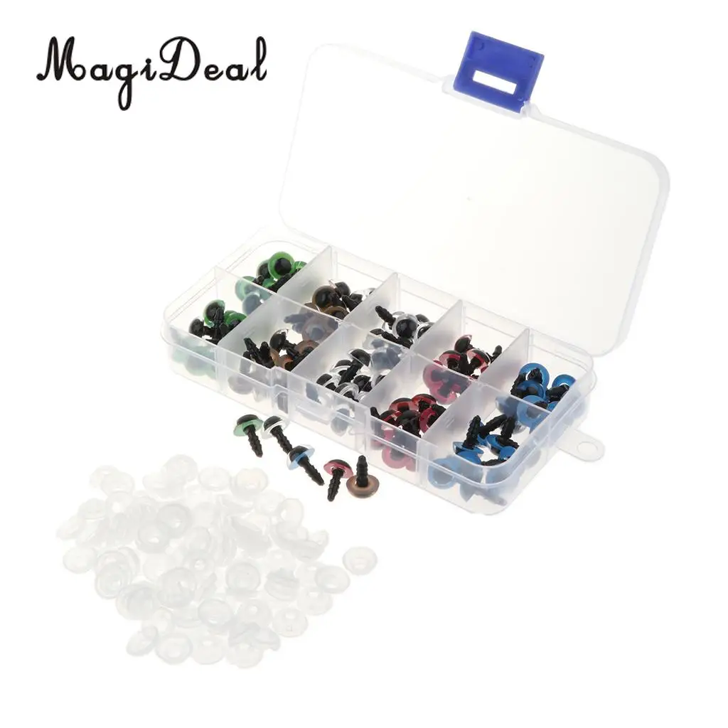 100 Piece Multi-Color Glass Eyes W/ Washers Kits For Doll DIY Making 8mm/10mm/12mm