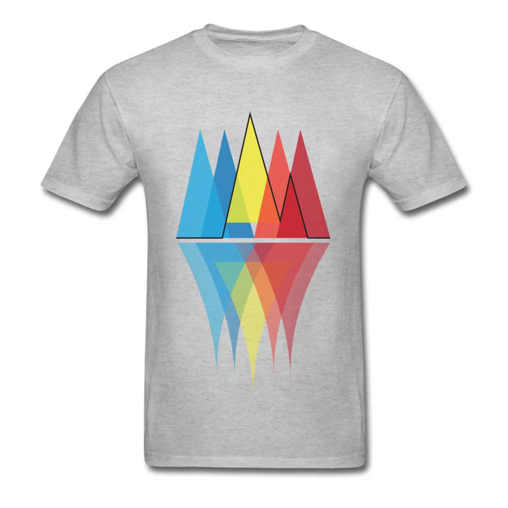 Pure Cotton Adult Short Sleeve Mountain Reflections Tshirts Slim Fit Tops & Tees 2018 Discount Design O-Neck Tee-Shirt Mountain Reflections grey