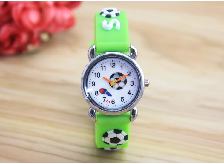 Новые модные силиконовые детские часы с 3D рисунком для футбола Детские кварцевые
