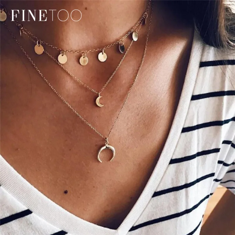 Boho Multi Layered Crescent Moon Necklace Fashion Gold Color Horn Statement Necklace Choker for Women
Boho Multi Layered Crescent Moon Necklace Fashion Gold Color Horn Statement Necklace Choker for Women