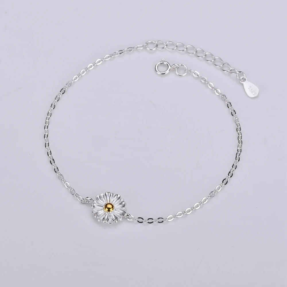 925 Sterling Silver Daisies Charm Bracelet For Women Elegant Chrysanthemum Gerbera Bracelets & Bangles Sterling Silver Jewelry
925 Sterling Silver Daisies Charm Bracelet For Women Elegant Chrysanthemum Gerbera Bracelets & Bangles Sterling Silver Jewelry