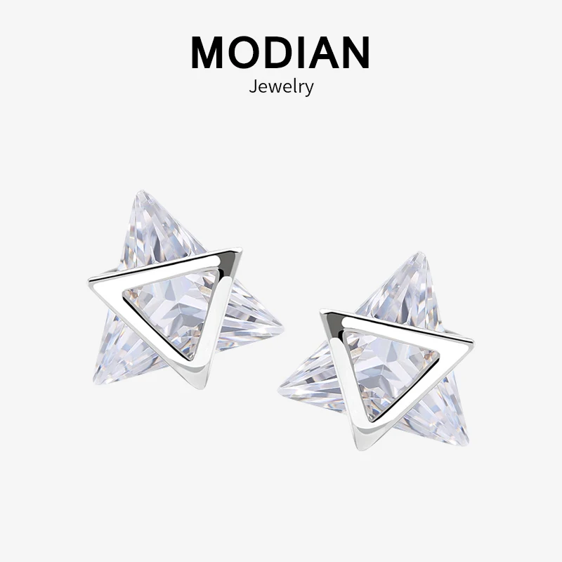 Modian Simple Tiny Solid 925 Sterling Silver Triangle Clear CZ Fashion Stud Earrings Charm Cute Earring For Girl Fine Jewelry
Modian Simple Tiny Solid 925 Sterling Silver Triangle Clear CZ Fashion Stud Earrings Charm Cute Earring For Girl Fine Jewelry