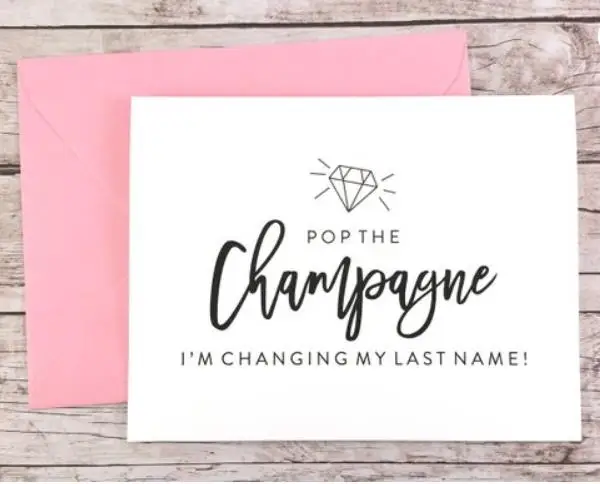 Personalize Pop the Champagne I'm Changing My Last Name Will You Be My Bridesmaid, Maid of Honor, Bridesman Proposal cards
Personalize Pop the Champagne I'm Changing My Last Name Will You Be My Bridesmaid, Maid of Honor, Bridesman Proposal cards