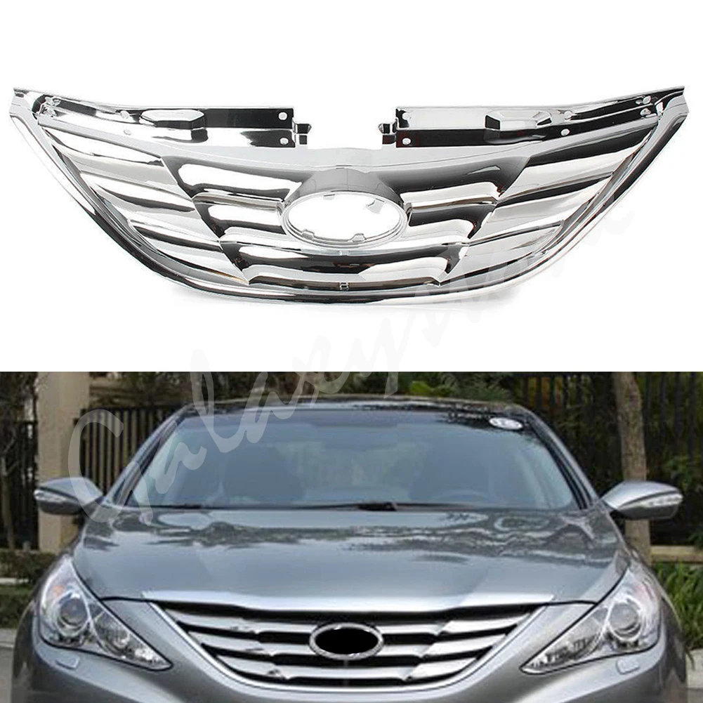 Front Grill Grille ABS Chrome Fit For Hyundai Sonata 2011 2012 2013 11 12 13