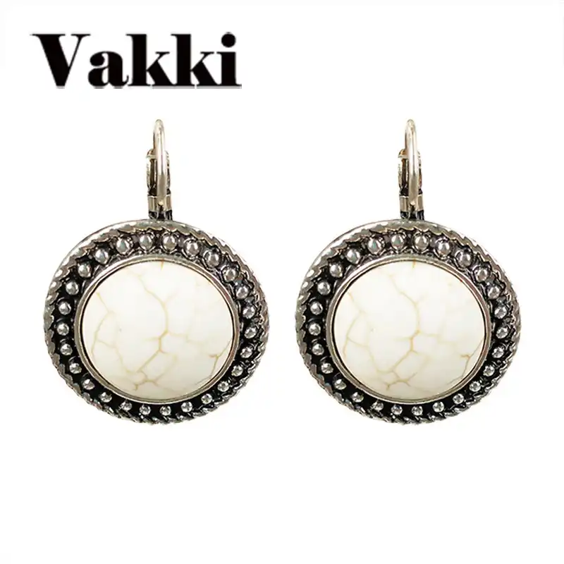 vintage style geometric round ear nail earrings personality
