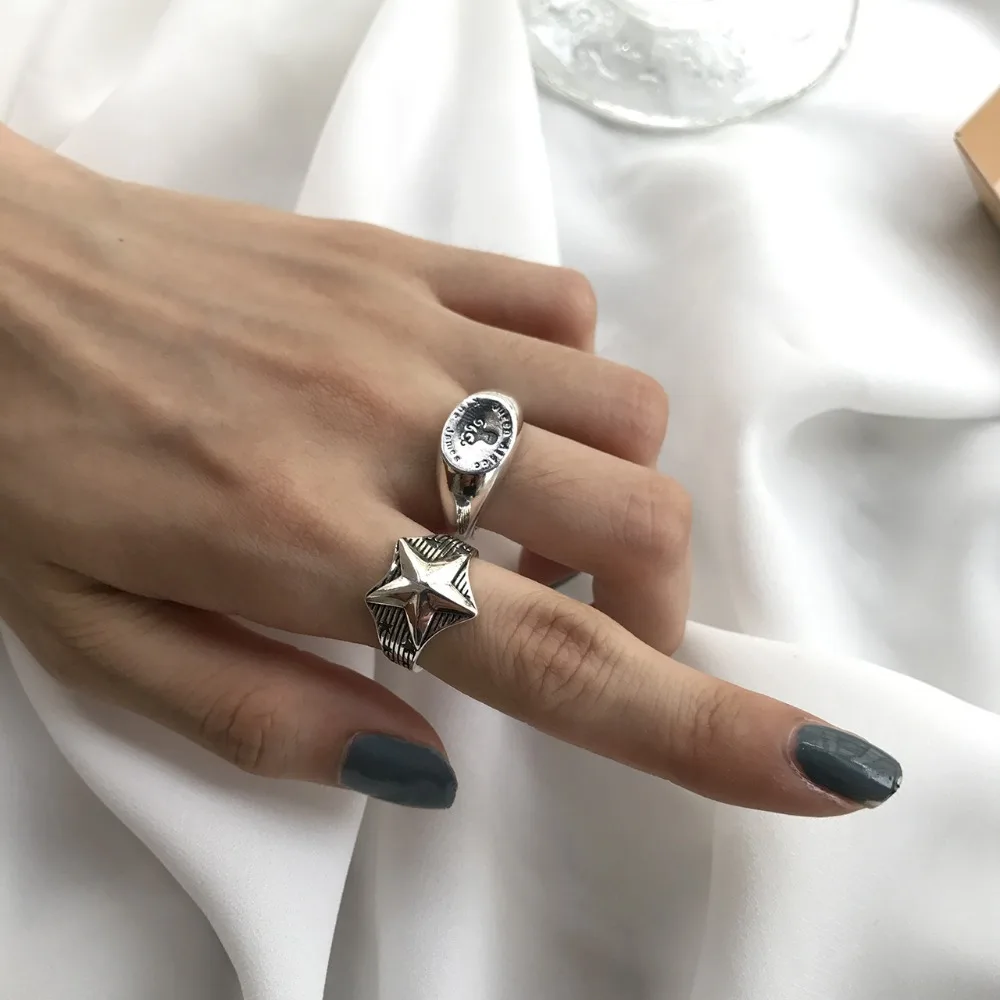 925 Sterling Silver Retro star Open Rings For Women Vintage Punk Lady Prevent Allergy Sterling-silver-jewelry
925 Sterling Silver Retro star Open Rings For Women Vintage Punk Lady Prevent Allergy Sterling-silver-jewelry