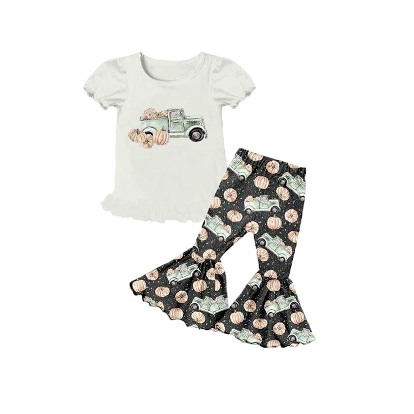 girl fashion style outfit short sleeve top and pants 2pc girl halloween clothing set with pumpkin and truck
girl fashion style outfit short sleeve top and pants 2pc girl halloween clothing set with pumpkin and truck