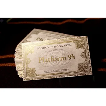 

50pcs Pack for Harry Wizarding World Hogwart London Express Train Ticket Golden Stamping Quality Gifts for Hp Fans