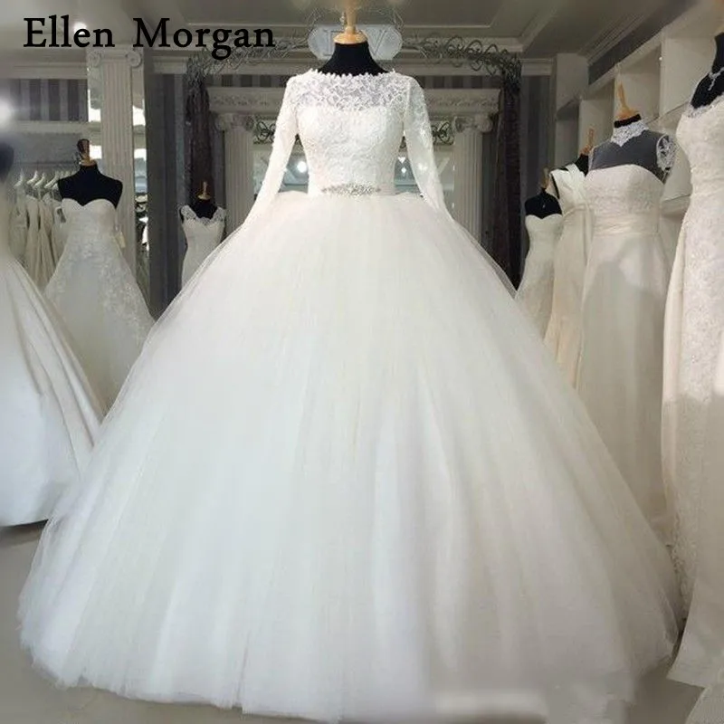 Muslim Long Sleeves Ball Gowns Wedding Dresses Floor Length Crystal Tulle Lace Zipper Vintage Real Photos Bridal Gowns 2019
Muslim Long Sleeves Ball Gowns Wedding Dresses Floor Length Crystal Tulle Lace Zipper Vintage Real Photos Bridal Gowns 2019