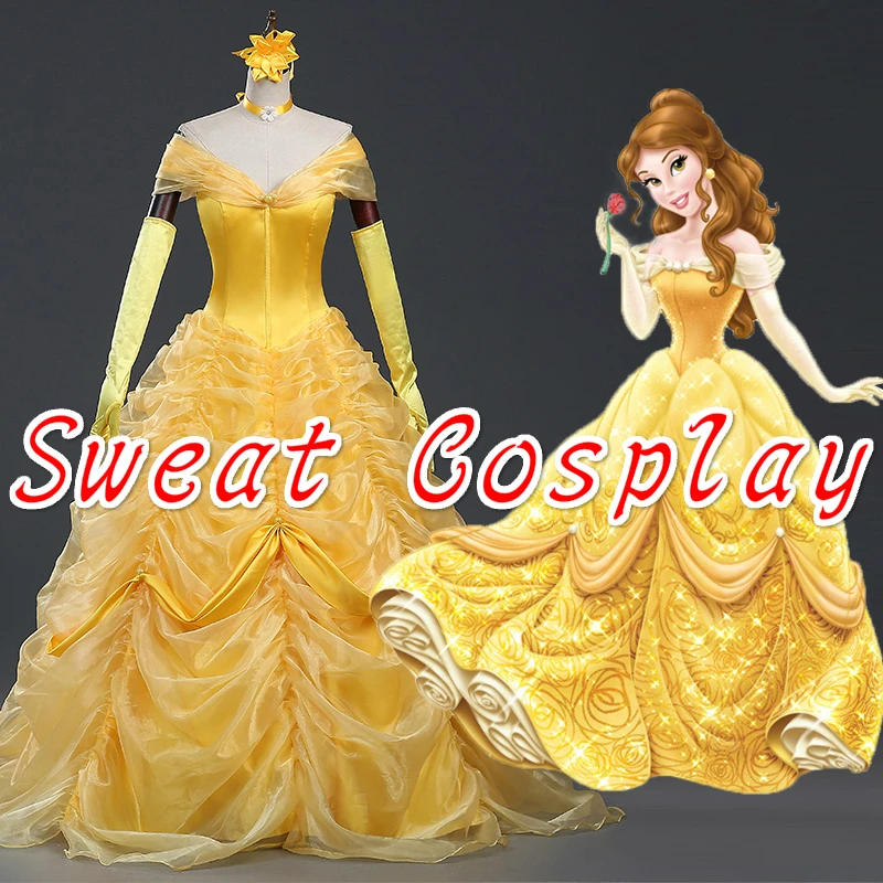 High Quality adult women big gown wedding princess belle dress beauty and beast belle costume Halloween Cosplay Costume
High Quality adult women big gown wedding princess belle dress beauty and beast belle costume Halloween Cosplay Costume