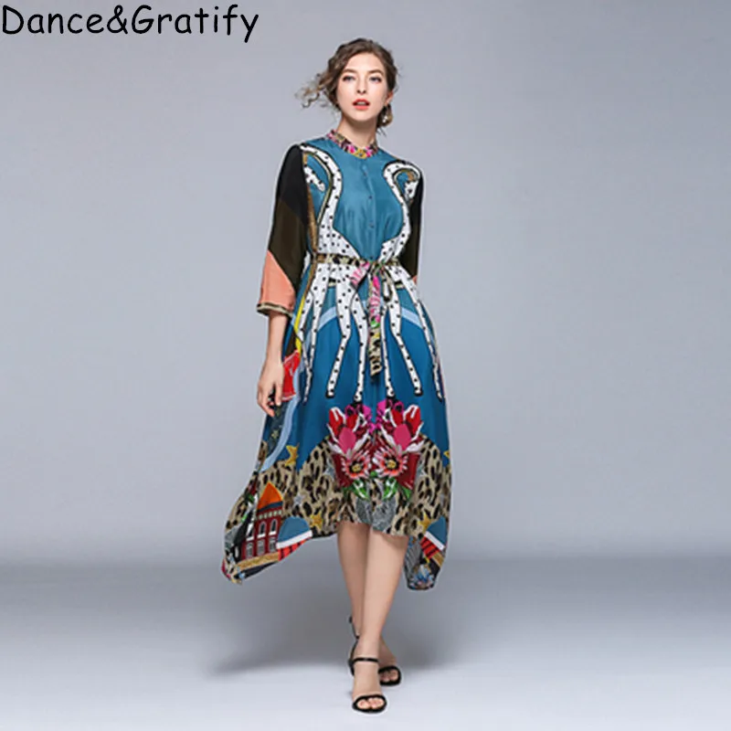 Fashion Designer Summer Women Print Chiffon Beach Dress 3/4 Sleeve Big Swing Chic Boho Holiday Dress
Fashion Designer Summer Women Print Chiffon Beach Dress 3/4 Sleeve Big Swing Chic Boho Holiday Dress