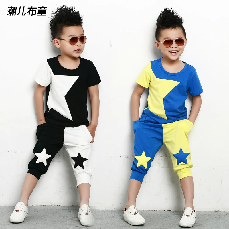 

2015 new Fashion summer children's clothing set Costume Stars T-shirt & pants dance Hip Hop harem pant kids sports suits twinset