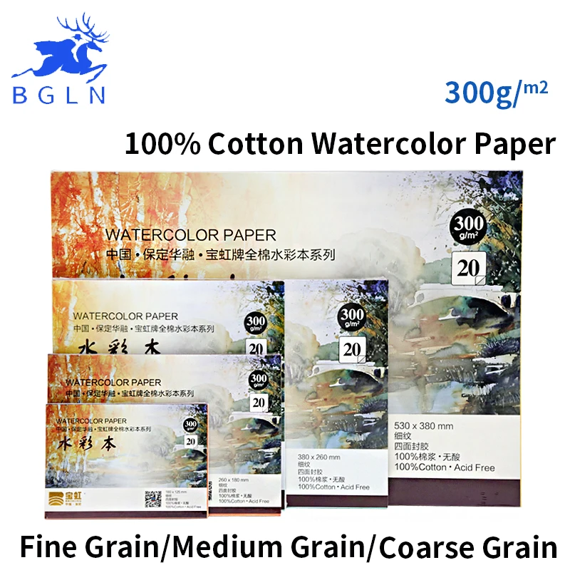 Bgln 300g/m2 Professional Watercolor Paper 20Sheets Hand Painted Water-soluble Book Creative For Artist Student Art Supplies
Bgln 300g/m2 Professional Watercolor Paper 20Sheets Hand Painted Water-soluble Book Creative For Artist Student Art Supplies