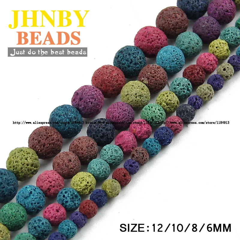 JHNBY Colourful Lava Natural Stone Volcanic rock 6/8/10/12MM Round spacer Loose beads for Jewelry bracelets necklace making DIY
JHNBY Colourful Lava Natural Stone Volcanic rock 6/8/10/12MM Round spacer Loose beads for Jewelry bracelets necklace making DIY