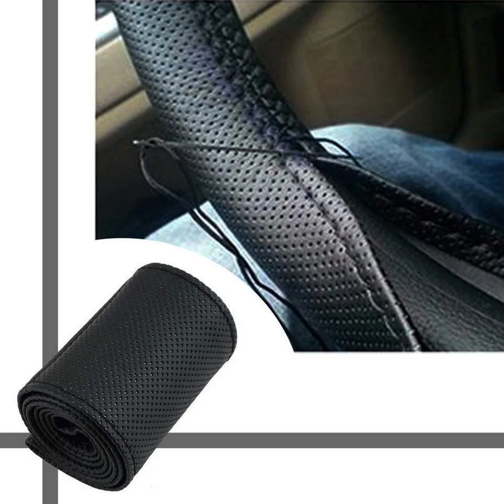 PU Leather Car Steering Wheel Cover Anti-slip Steering-Wheel Braid Stitch On Wrap With Needle Thread Interior Accessories
PU Leather Car Steering Wheel Cover Anti-slip Steering-Wheel Braid Stitch On Wrap With Needle Thread Interior Accessories