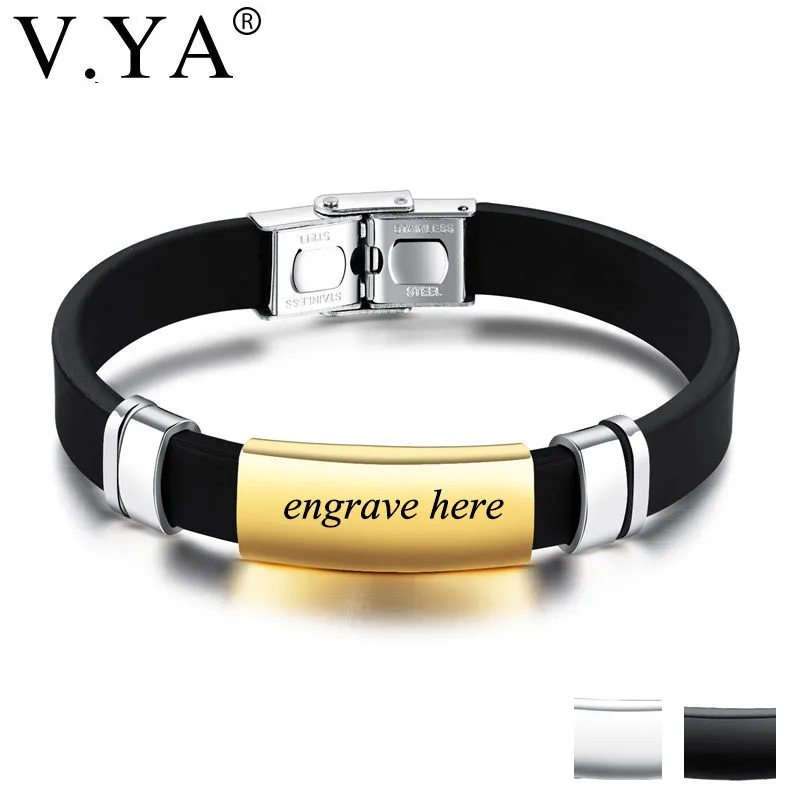 V.YA Silicone Man Bracelets Fashion Individuality Stainless Steel DIY Accessories Engrave Male Jewelry Charm Bracelets Drop Ship
V.YA Silicone Man Bracelets Fashion Individuality Stainless Steel DIY Accessories Engrave Male Jewelry Charm Bracelets Drop Ship