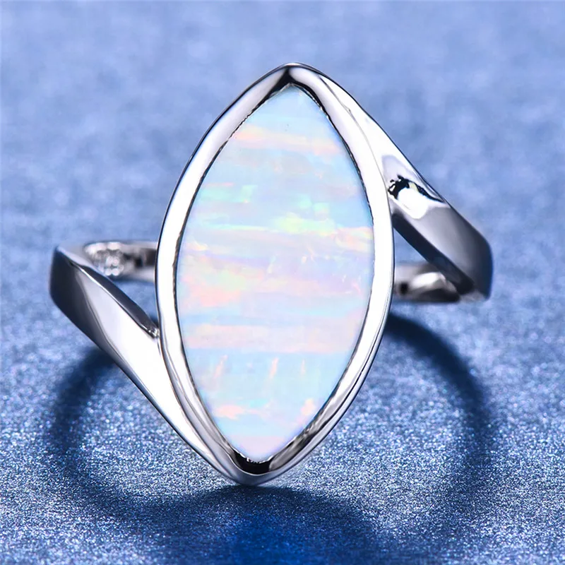 Boho Male Female Blue White Fire Opal Ring Big Silver Filled Wedding Jewelry Promise Engagement Rings For Women
Boho Male Female Blue White Fire Opal Ring Big Silver Filled Wedding Jewelry Promise Engagement Rings For Women
