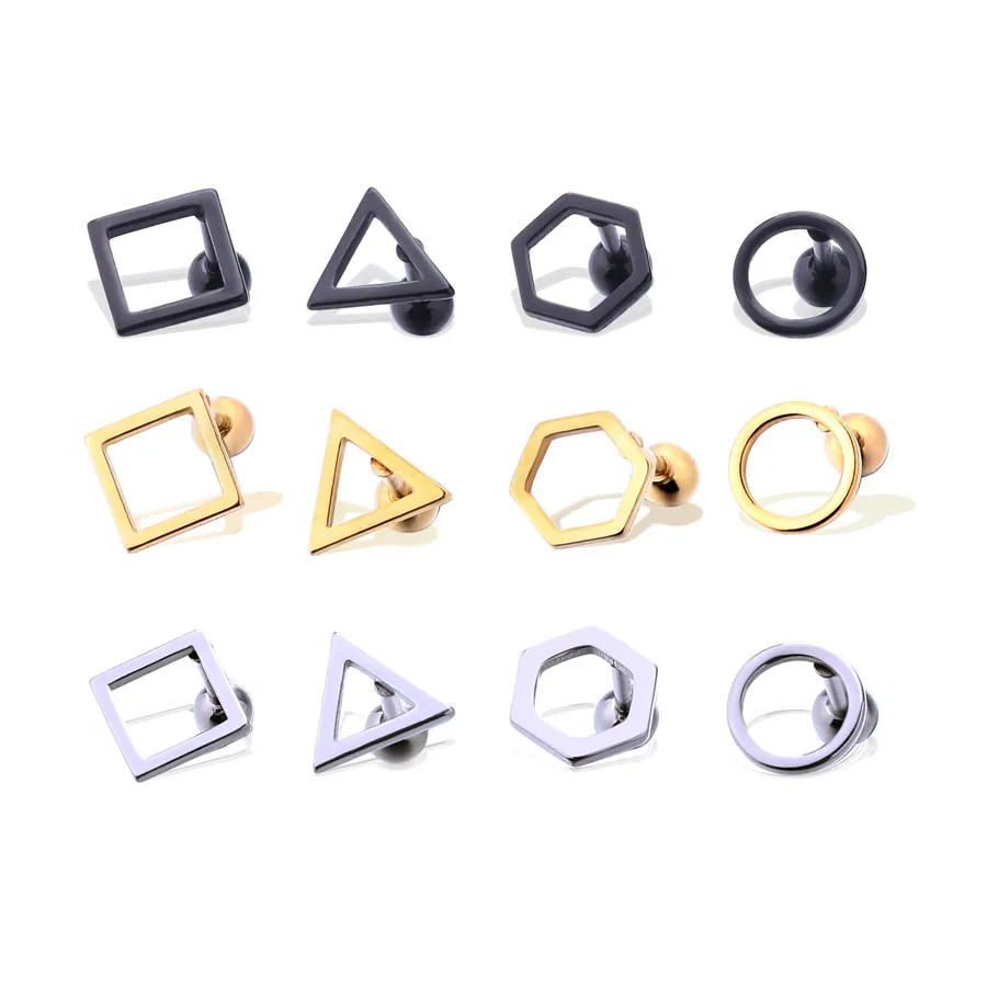 Cool Hexagon Square Triangle Round Earring Stud Fashion Geometric Ear Stud for Men Unisex Ear Piercing Jewelry 1 Pair
Cool Hexagon Square Triangle Round Earring Stud Fashion Geometric Ear Stud for Men Unisex Ear Piercing Jewelry 1 Pair