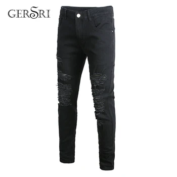 Gersri Plus Size 28-42 Men Jeans Stretch Destroyed Ripped Jeans Ankle Tearing Hole Fashion Skinny Jeans For Men 
Gersri Plus Size 28-42 Men Jeans Stretch Destroyed Ripped Jeans Ankle Tearing Hole Fashion Skinny Jeans For Men