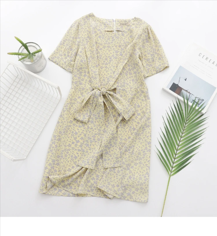 Rustic little flowers print back zipper big bow sweet short sleeve chiffon dress
Rustic little flowers print back zipper big bow sweet short sleeve chiffon dress