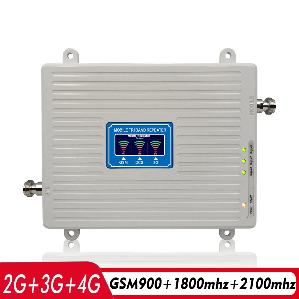 Трехдиапазонный усилитель сигнала 2G 3G 4G GSM 900+DCS/LTE 1800 (3 диапазона) + UMTS/WCDMA 2100 (1