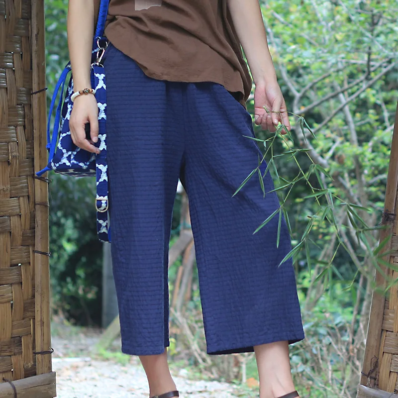 Original Design Autumn 2019 Women 100% Cotton Horizontal Stripe Straight Pants Calf-length Literature Elastic Waist Pants D208
Original Design Autumn 2019 Women 100% Cotton Horizontal Stripe Straight Pants Calf-length Literature Elastic Waist Pants D208