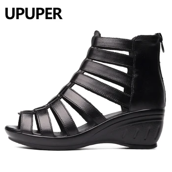 UPUPER Genuine Leather Gladiator Sandals Women Breathable Summer Shoes Woman Black Wedges Ladies Shoes With Zipper Women's Shoes
UPUPER Genuine Leather Gladiator Sandals Women Breathable Summer Shoes Woman Black Wedges Ladies Shoes With Zipper Women's Shoes