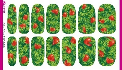 Наклейки для ногтей с ярким рисунком клубники переводные наклейки на ногти