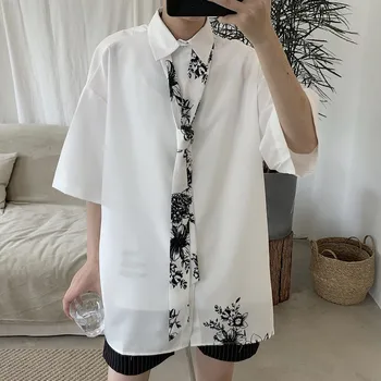 2019 Summer Korean Men Casual Loose Printing Solid Color Necktie Cotton Clothes Lapel Short Sleeve Brand Shirt Plus Size M-5XL
2019 Summer Korean Men Casual Loose Printing Solid Color Necktie Cotton Clothes Lapel Short Sleeve Brand Shirt Plus Size M-5XL