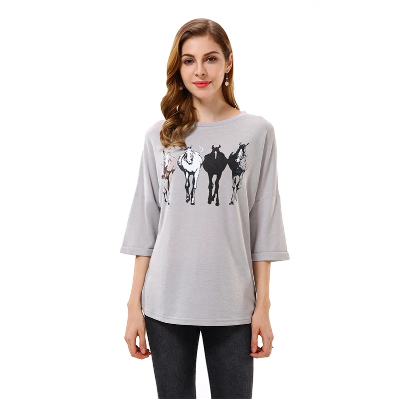 Apperloth Plus Size T shirt Women Round Neck Tops Half Sleeve Summer Animal Horse Print Loose T Shirt Casual Female White T Tops
Apperloth Plus Size T shirt Women Round Neck Tops Half Sleeve Summer Animal Horse Print Loose T Shirt Casual Female White T Tops