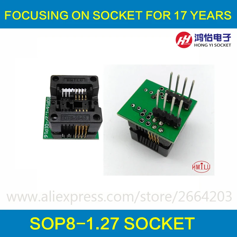 SOP8 to DIP8 Socket SOP8 socket Pitch 1.27mm IC Body Width 3.9mm 150mil IC Test Adapter EZ CH341A CH341 Programer
SOP8 to DIP8 Socket SOP8 socket Pitch 1.27mm IC Body Width 3.9mm 150mil IC Test Adapter EZ CH341A CH341 Programer