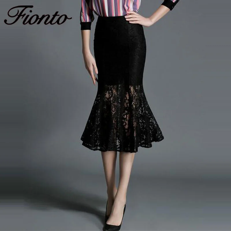 FIONTO Sexy Elegant Black Mermaid Skirts Bodycon Long Skirts Lace Patchwork See Through Trumpet Office Skirt For Lady F100
FIONTO Sexy Elegant Black Mermaid Skirts Bodycon Long Skirts Lace Patchwork See Through Trumpet Office Skirt For Lady F100