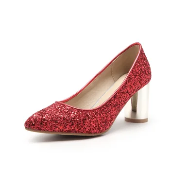 Vogue of new fund of 18 years of age season sequins pointed thick with high with 33-48 bride shoes 1836 
Vogue of new fund of 18 years of age season sequins pointed thick with high with 33-48 bride shoes 1836